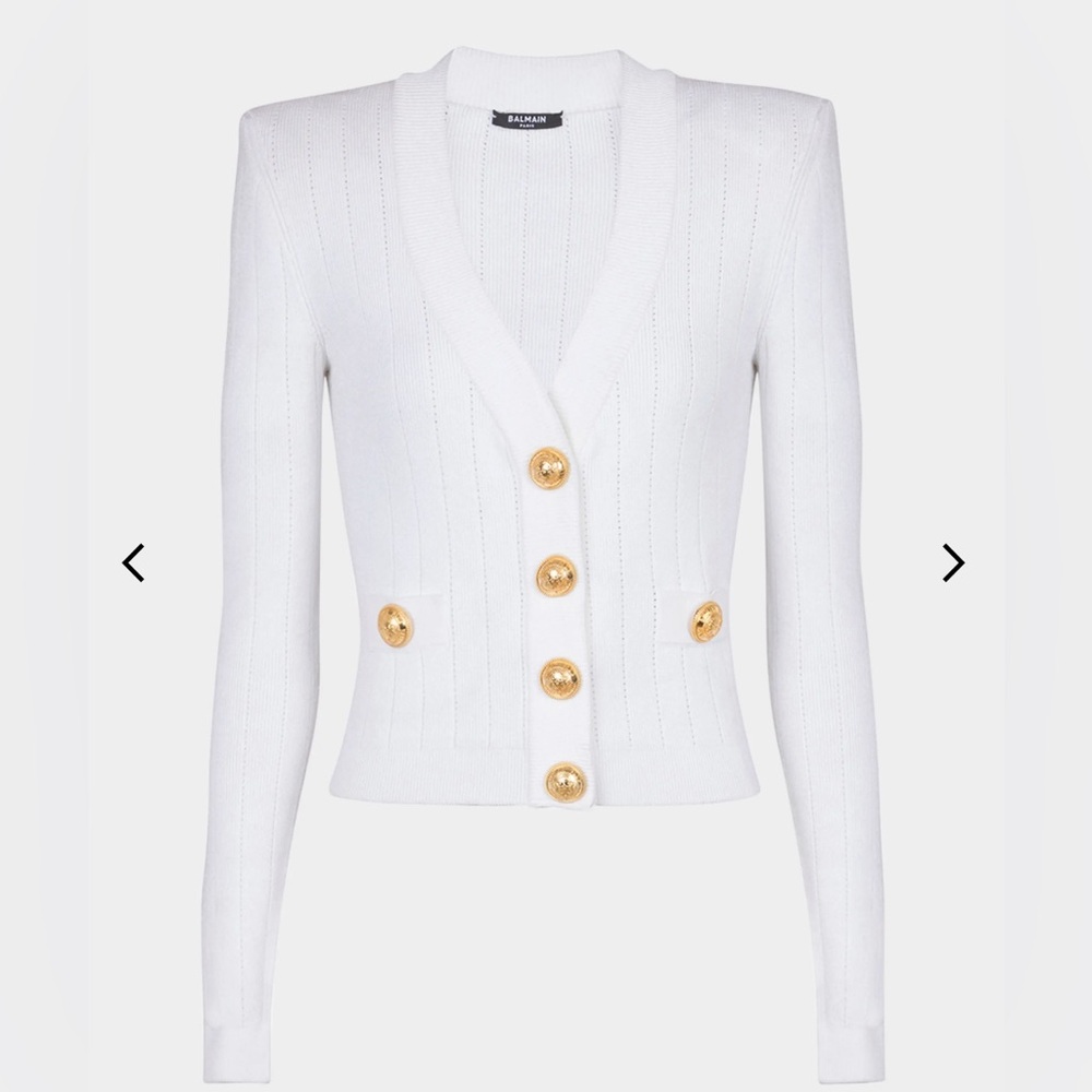 Balmain Buttoned Knit Cropped Cardigan
